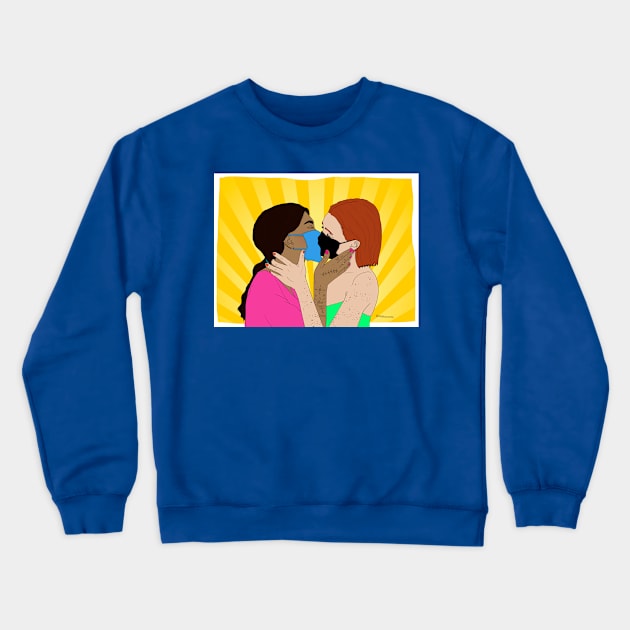 Mask Kiss Crewneck Sweatshirt by Ella Byworth 